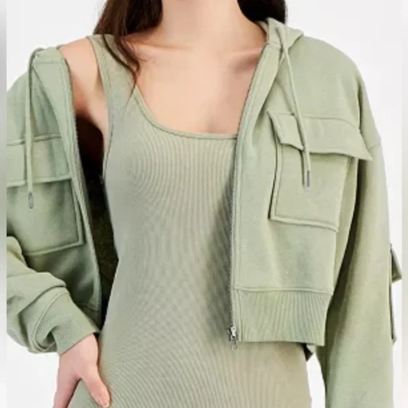 New 2PC Set Hippie Rose Junior Fleece Cargo Sweatshirt Sweatpants Size XS - Picture 1 of 10